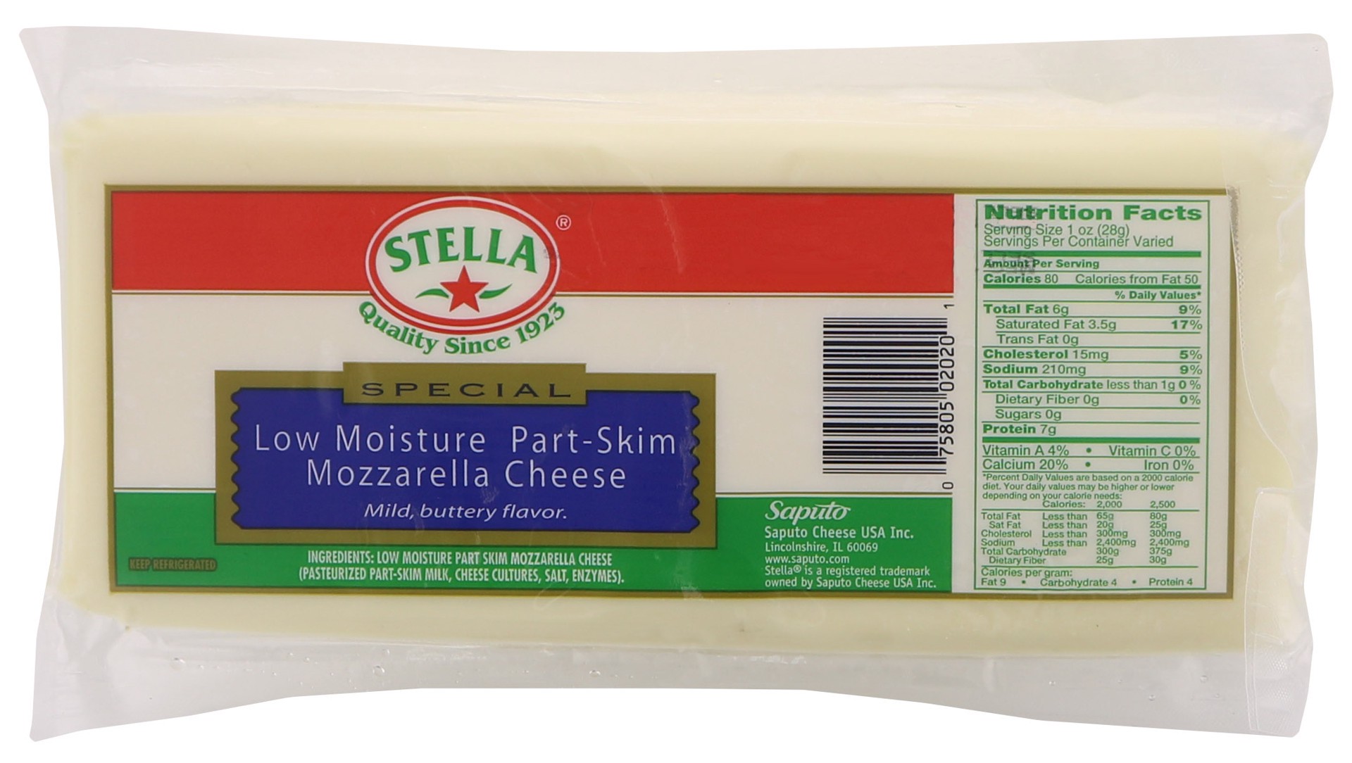 slide 1 of 1, Stella Low Moisture Part-Skim Mozzarella Cheese, per lb