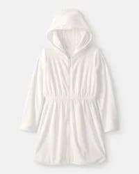 Carter's Girls Terry Long-Sleeve Cover Up - White, Size 10