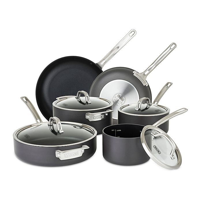 slide 1 of 1, Viking Hard Anodized Nonstick Cookware Set - Black, 10 ct