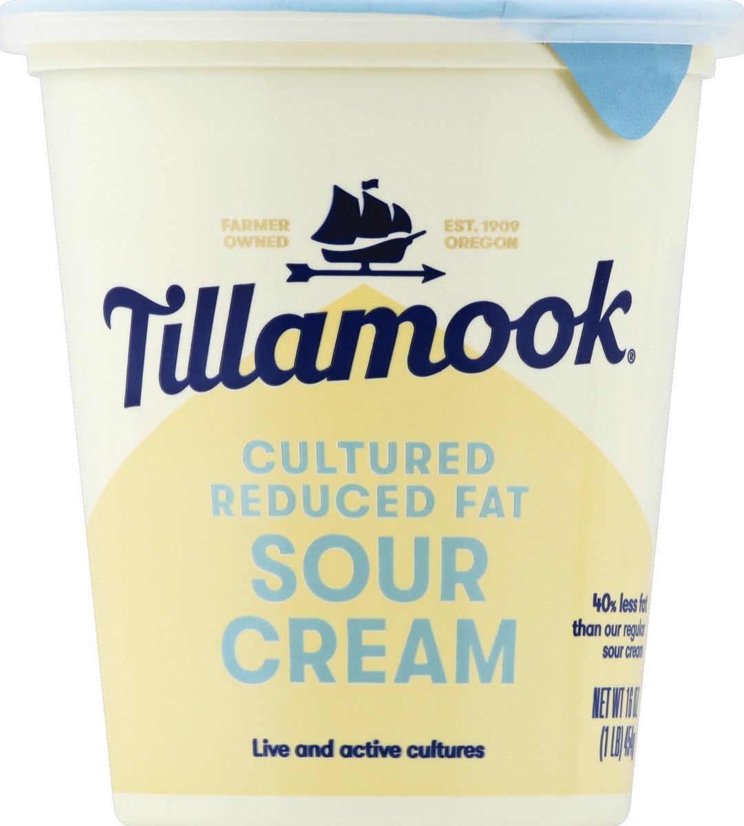 slide 1 of 7, Tillamook Cultured Reduced Fat Sour Cream, 16 oz, 16 oz
