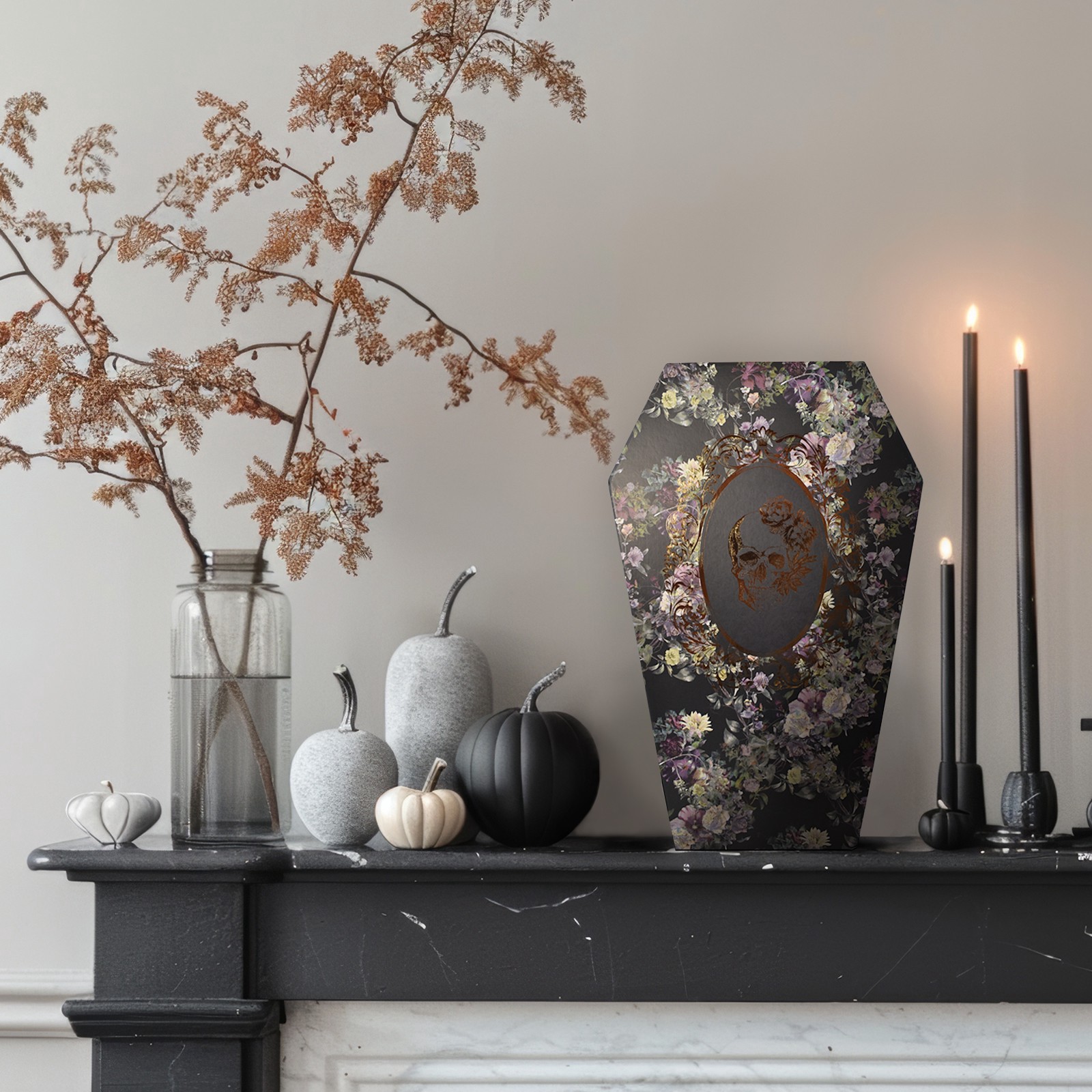 slide 2 of 5, 15" Decorative Floral Coffin Box By Ashland, 15 in x 9.5 in