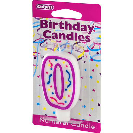 slide 3 of 8, Culpitt Birthday Candles Numeral Candle 0, 1 ct