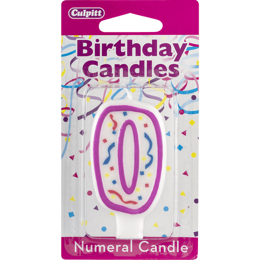 slide 4 of 8, Culpitt Birthday Candles Numeral Candle 0, 1 ct