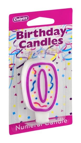 slide 1 of 8, Culpitt Birthday Candles Numeral Candle 0, 1 ct