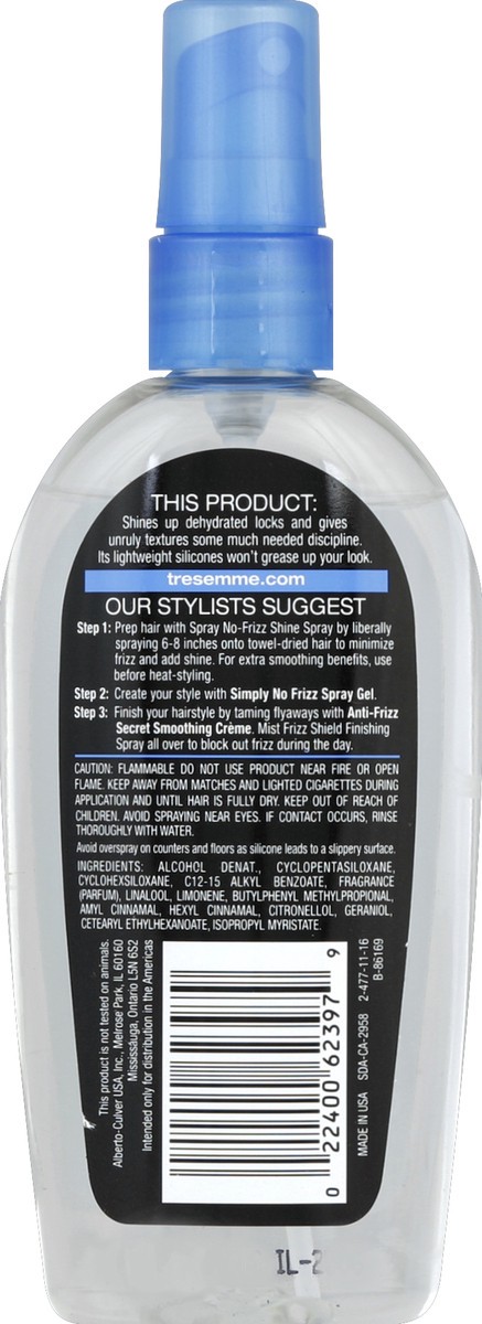 slide 3 of 3, TRESemmé Shine Spray, No Frizz, Ultra Light, 1 ct