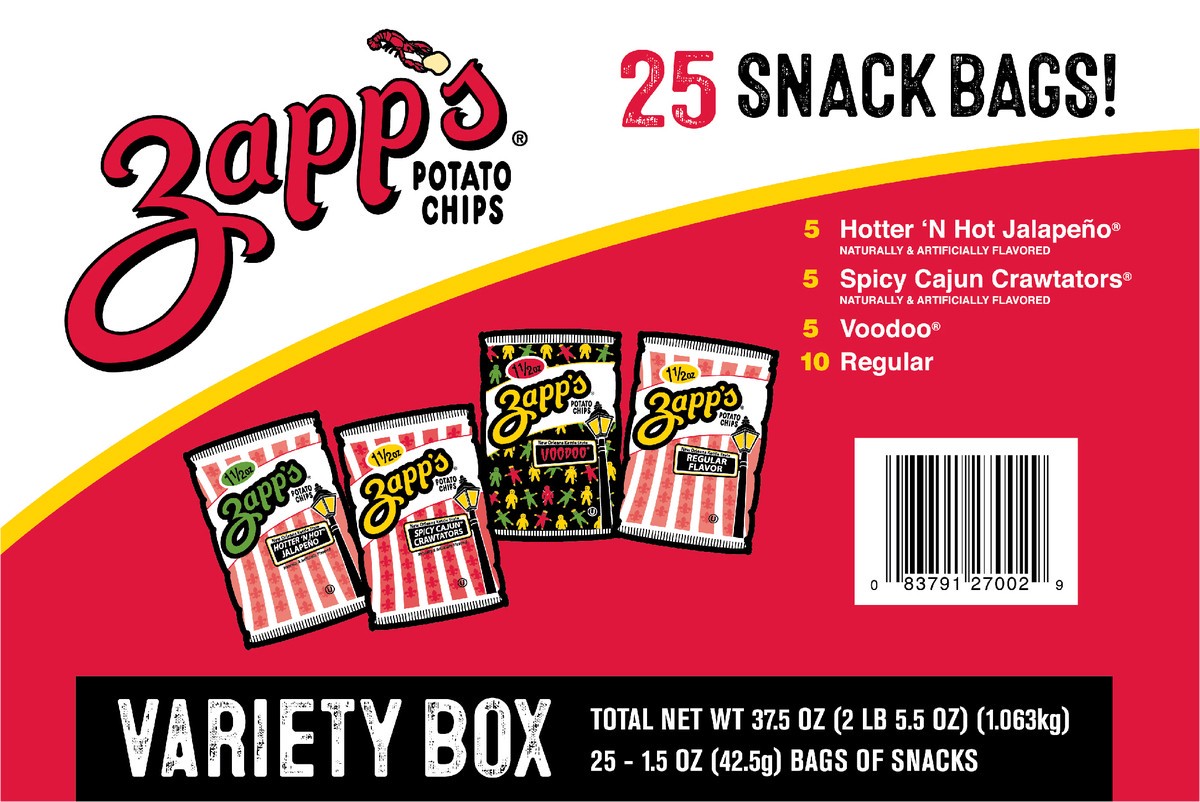 slide 3 of 13, Zapp's 25 ct Zapp's New Orleans Kettle Style Potato Chips Variety Pack, 25 ct