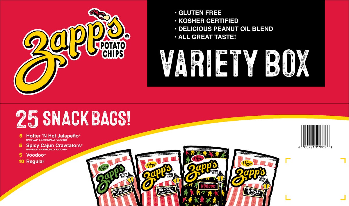 slide 4 of 13, Zapp's 25 ct Zapp's New Orleans Kettle Style Potato Chips Variety Pack, 25 ct