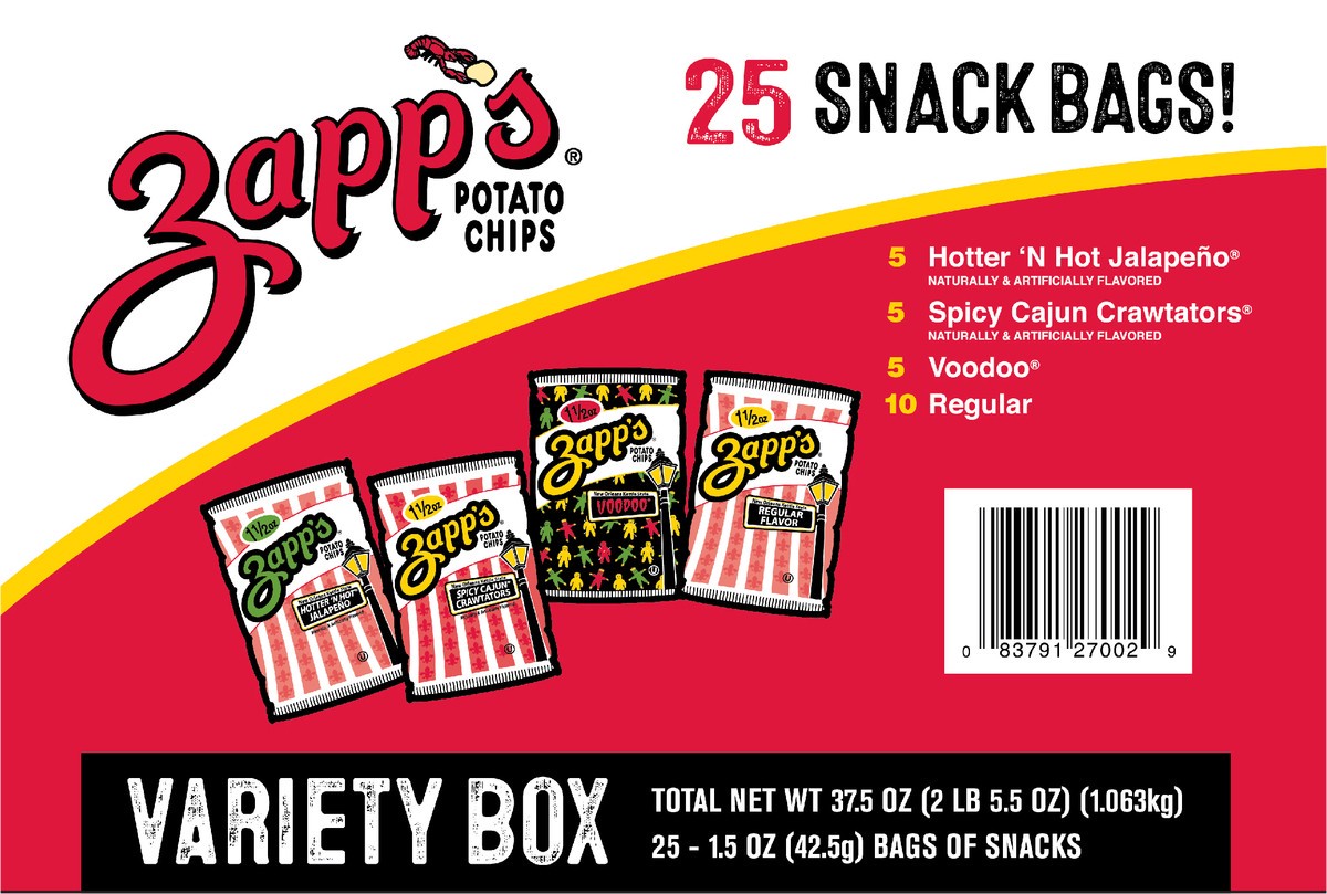 slide 9 of 13, Zapp's 25 ct Zapp's New Orleans Kettle Style Potato Chips Variety Pack, 25 ct