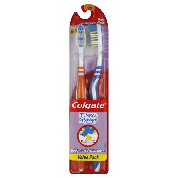 slide 1 of 1, Colgate Wave ZigZag Soft Toothbrushes Value Pack, 2 ct