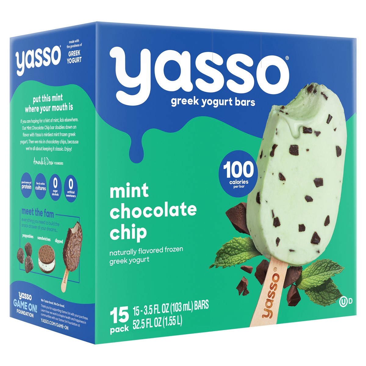 slide 4 of 12, Yasso Frozen Greek Yogurt Bars, Mint Chocolate Chip, 15 Pack, 15 ct