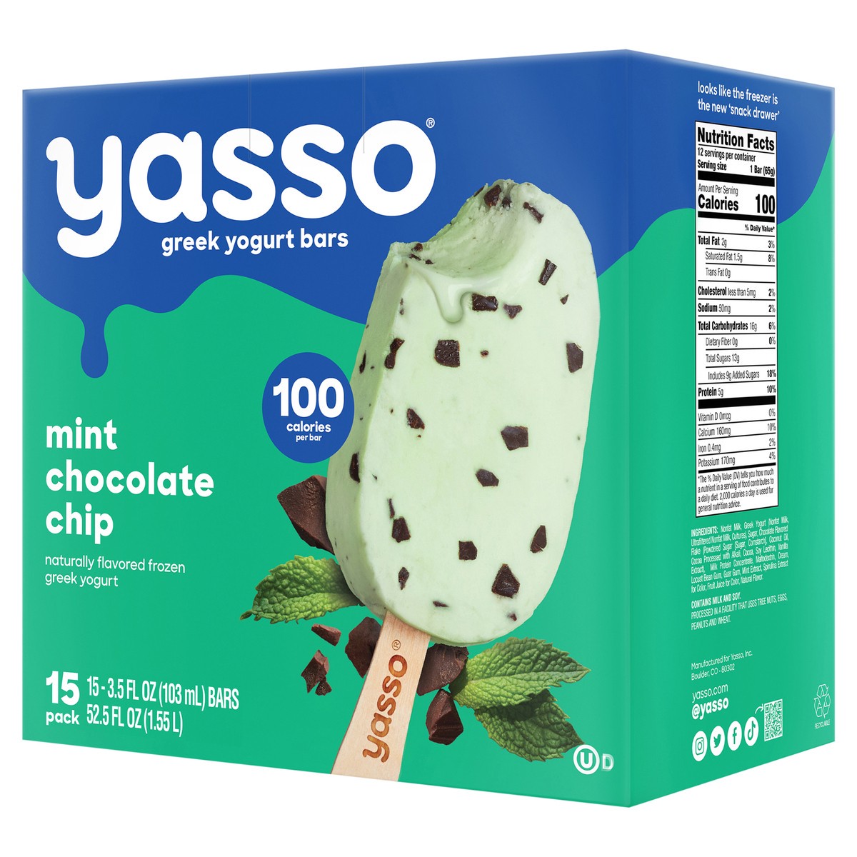 slide 5 of 12, Yasso Frozen Greek Yogurt Bars, Mint Chocolate Chip, 15 Pack, 15 ct