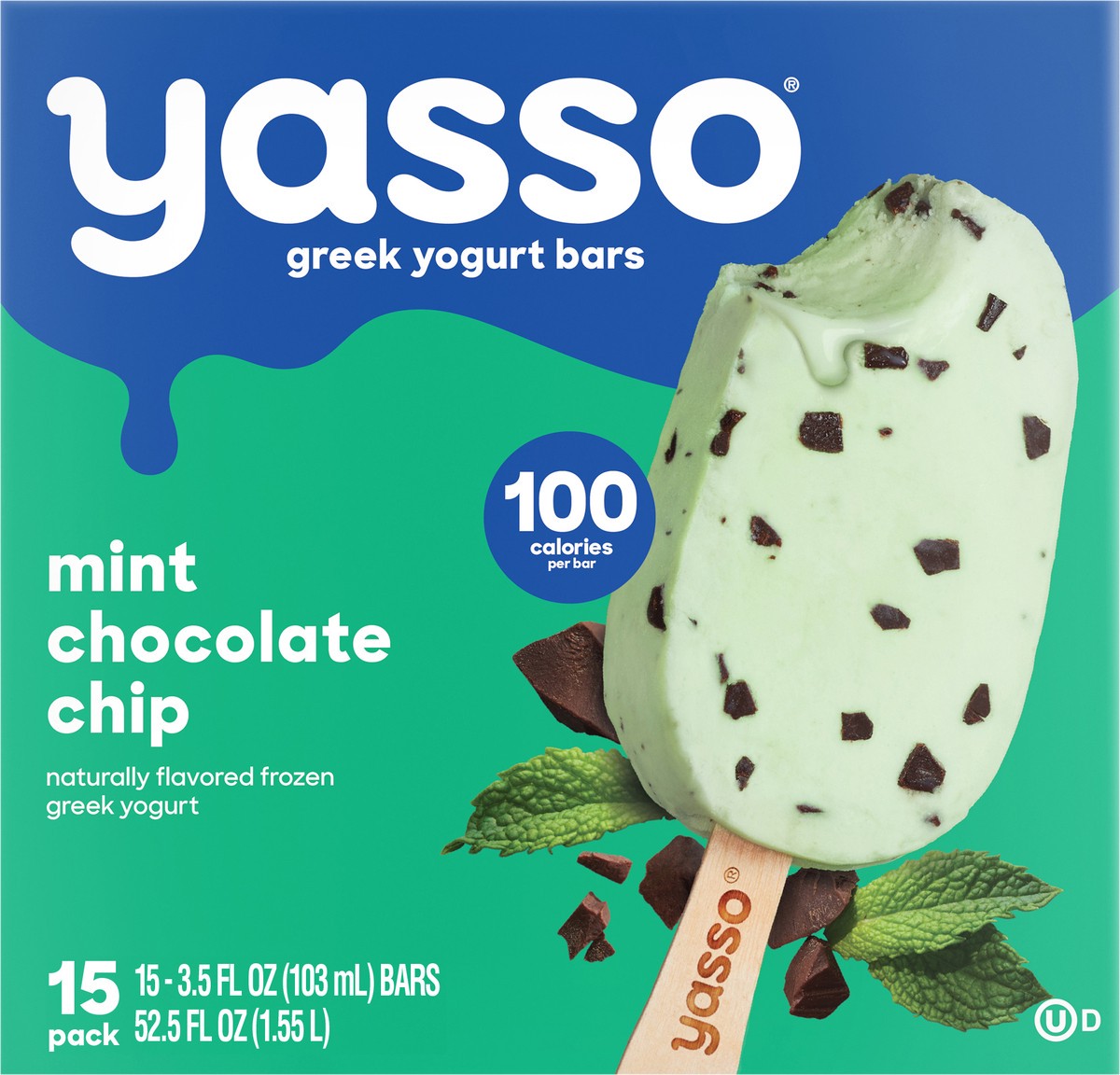slide 10 of 12, Yasso Frozen Greek Yogurt Bars, Mint Chocolate Chip, 15 Pack, 15 ct