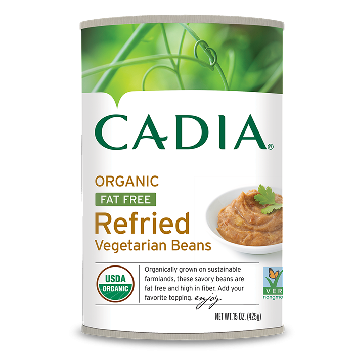 slide 1 of 1, Cadia Organic Fat-Free Refried Vegetarian Beans, 15 oz