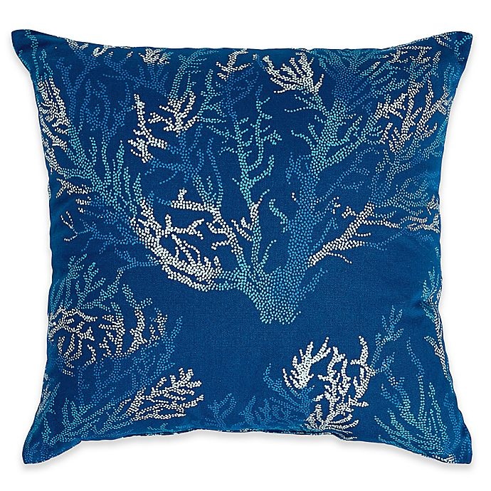 slide 1 of 1, Destination Summer Square Indoor/Outdoor Throw Pillow - Sea Coral Cobalt, 17 in