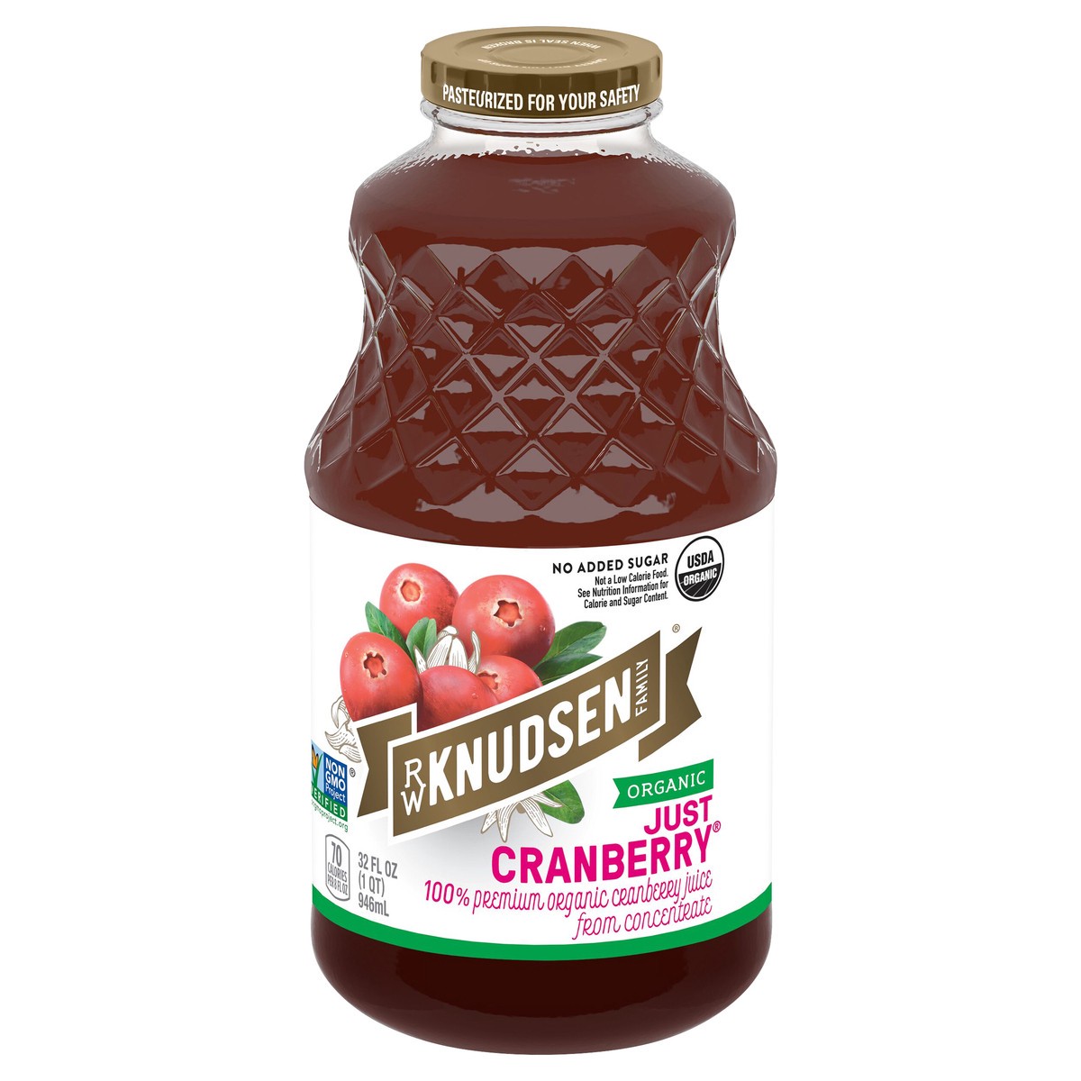 slide 1 of 6, R.W. Knudsen Family Organic Just Cranberry Juice, 32-Fluid Ounce (Packaging May Vary), 32 oz