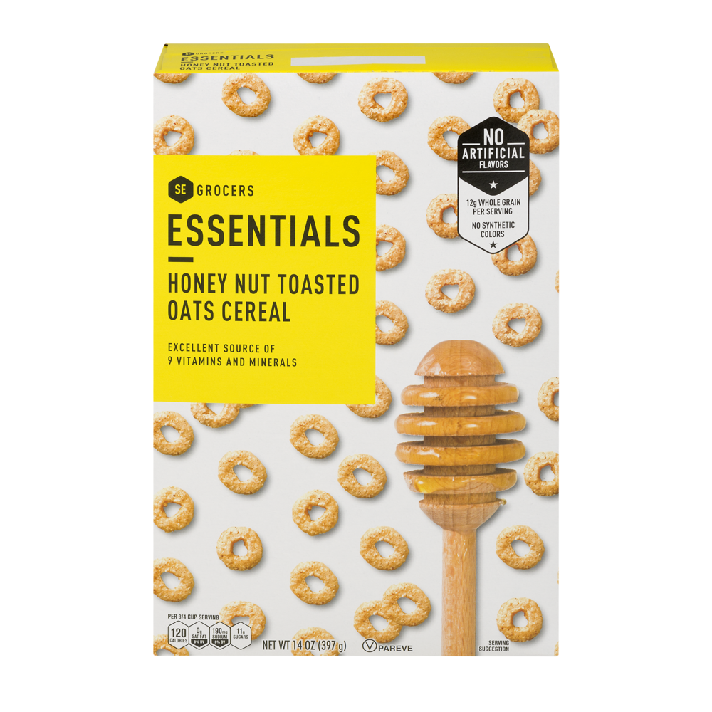 slide 1 of 1, Essentials Cereal Honey Nut Toasted Oats, 12.2 oz