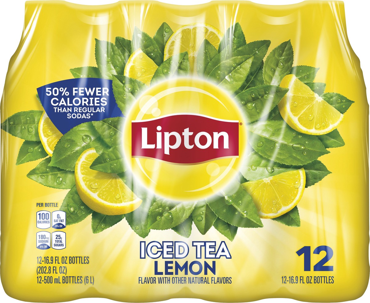 slide 1 of 3, Lipton Iced Tea, Lemon, 12 ct; 16.9 oz