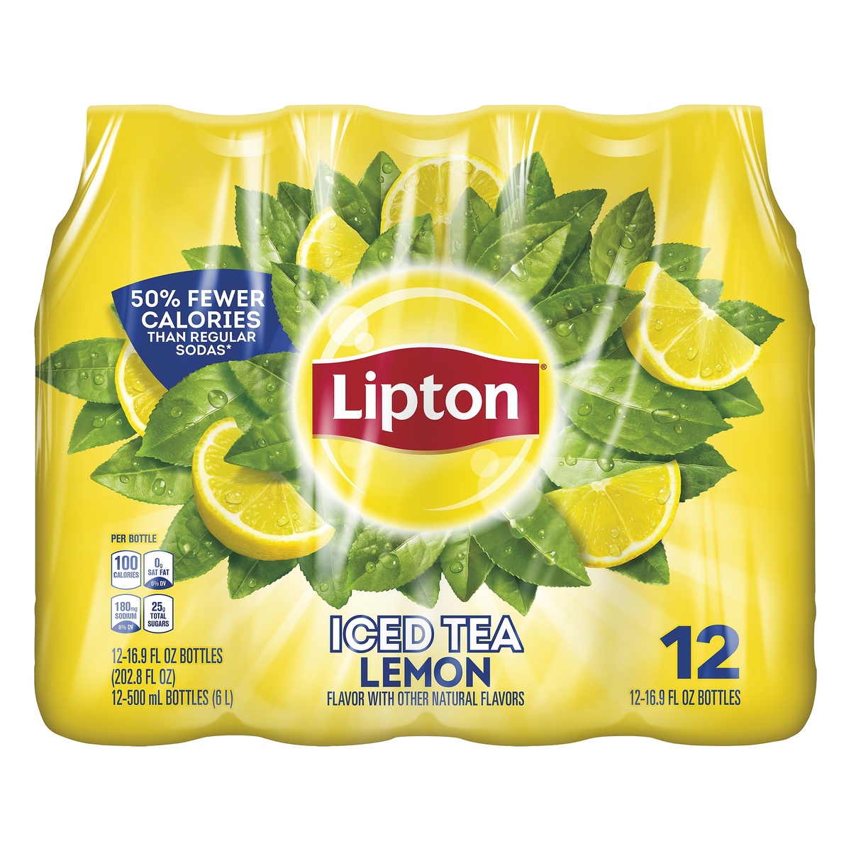 slide 1 of 1, Lipton Lemon Iced Tea 12 ea, 12 ct; 16.9 fl oz