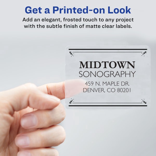 slide 3 of 6, Avery Shipping Easy Peel Labels, 22513, 3-1/3" X 4", Matte Clear, 6 Labels Per Sheet, Pack Of 10 Sheets, 10 ct