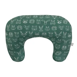Boppy New Nursing Pillow Dark Green Sketched Animals