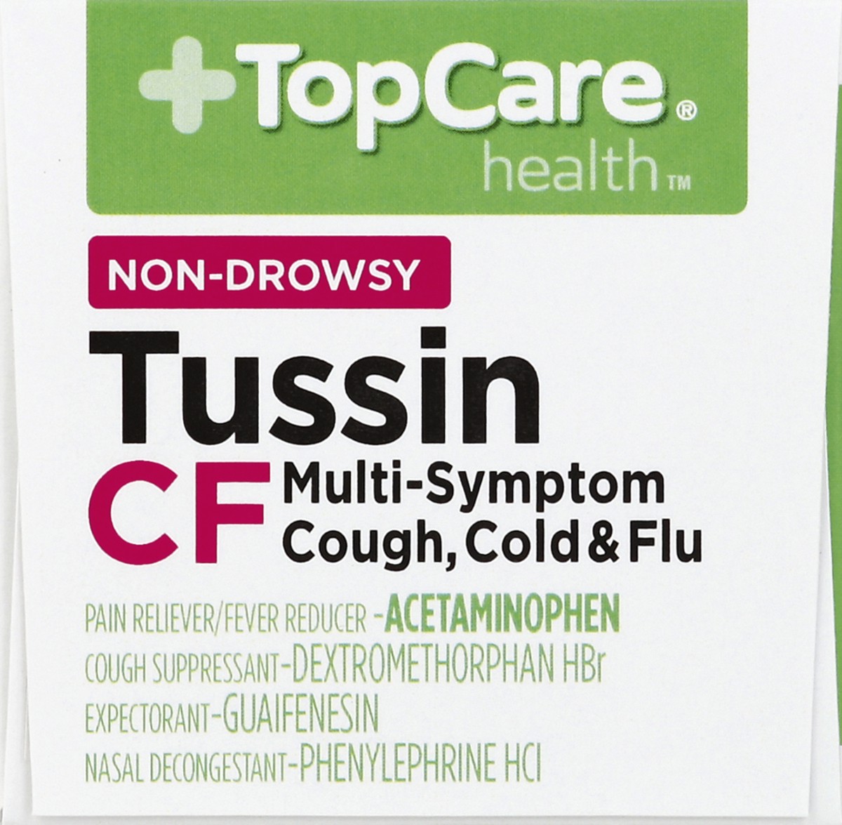 slide 2 of 6, TopCare Tussin CF, Multi-Symptom Cough, Cold & Flu, Adult, 8 oz