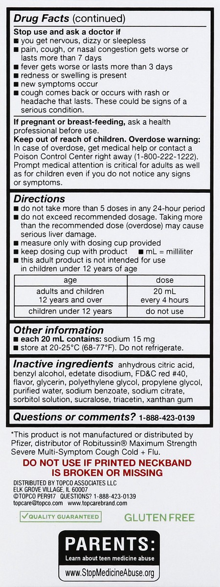 slide 3 of 6, TopCare Tussin CF, Multi-Symptom Cough, Cold & Flu, Adult, 8 oz