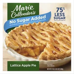 Marie Callender's No Sugar Added Lattice Apple Pie, Ready to Bake Frozen Dessert, 37 oz.