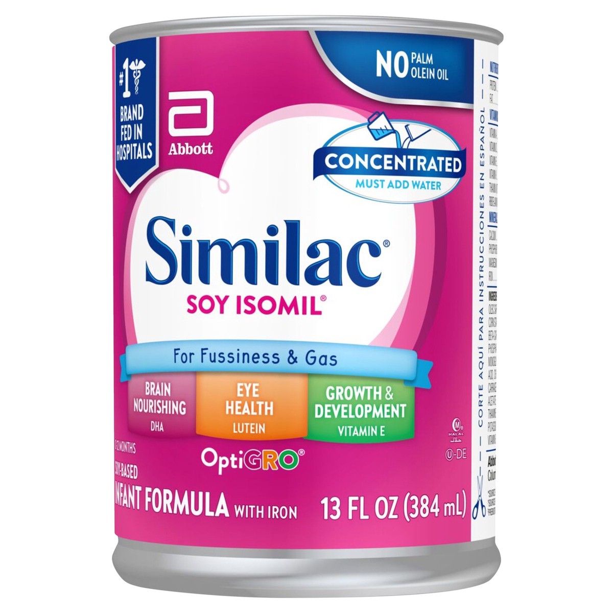 slide 3 of 4, Similac Soy Isomil For Fussiness and Gas Infant Formula with Iron Concentrated Liquid 1-13 fl oz Can, 13 fl oz