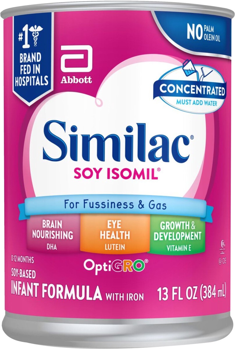 slide 4 of 4, Similac Soy Isomil For Fussiness and Gas Infant Formula with Iron Concentrated Liquid 1-13 fl oz Can, 13 fl oz