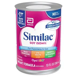 Similac Soy Isomil For Fussiness and Gas Infant Formula with Iron Concentrated Liquid 1-13 fl oz Can