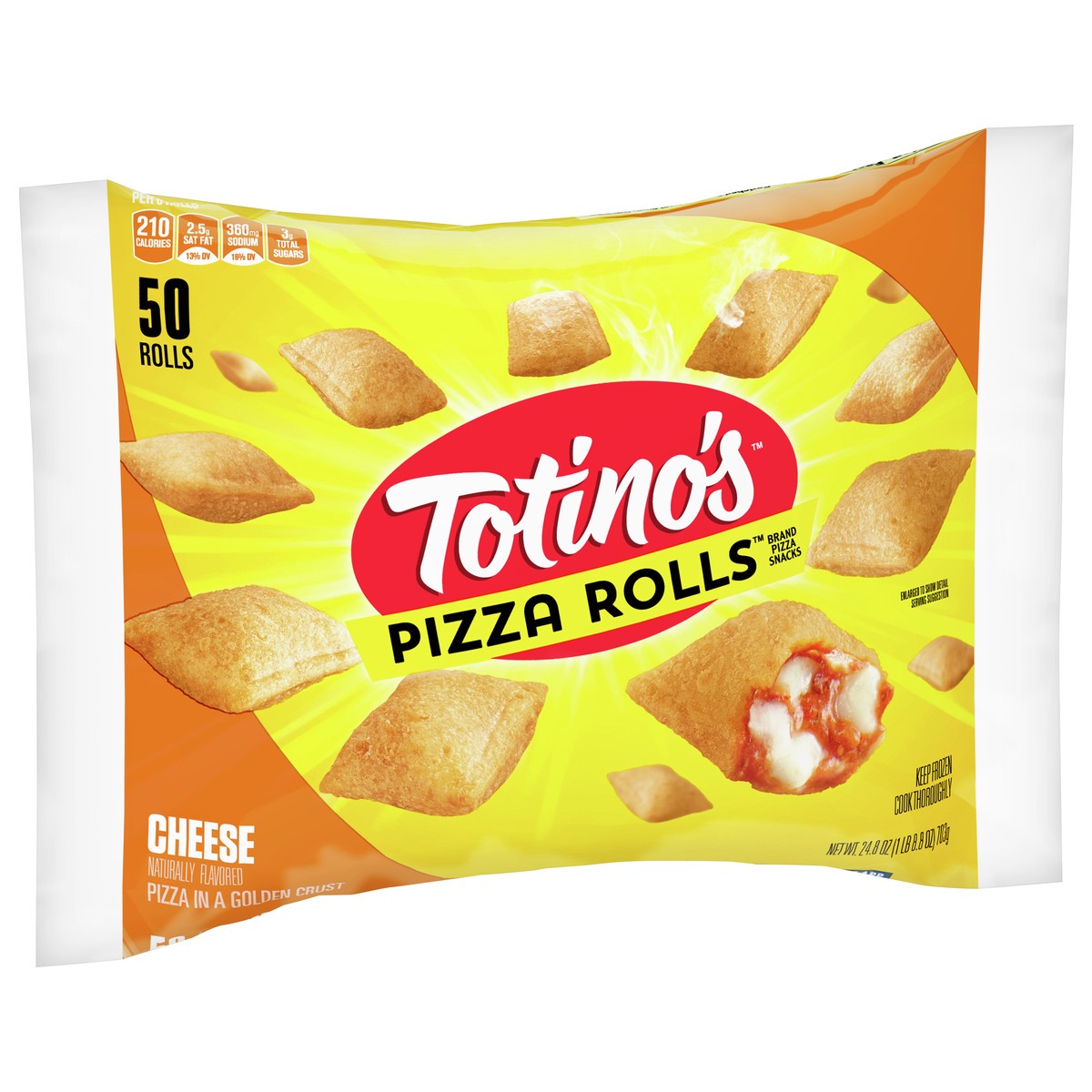 slide 6 of 9, Totino's Pizza Rolls, Cheese Flavored, Frozen Snacks, 24.8 oz, 50 ct, 50 ct