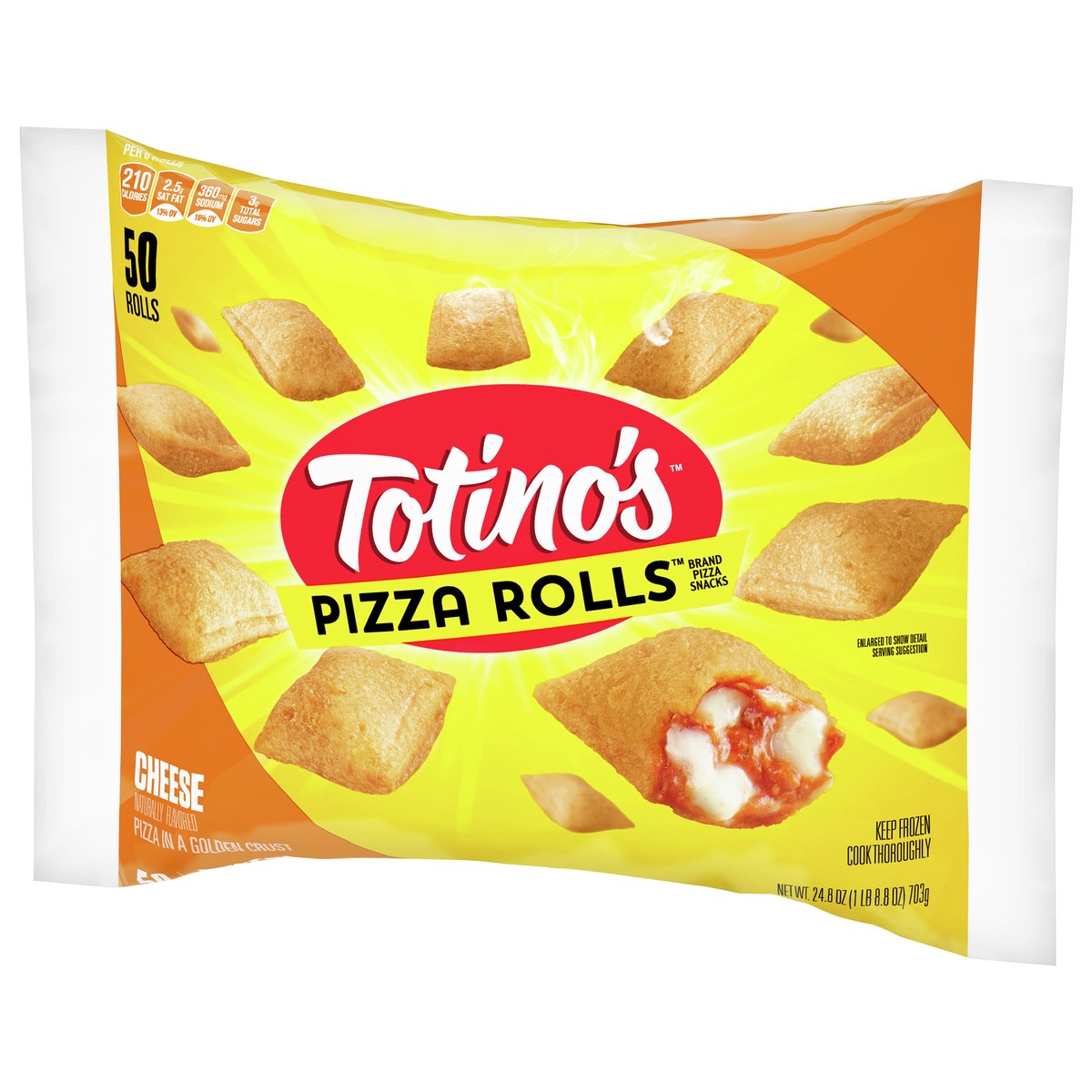 slide 2 of 9, Totino's Pizza Rolls, Cheese Flavored, Frozen Snacks, 24.8 oz, 50 ct, 50 ct