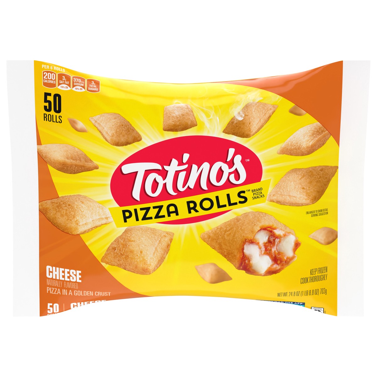 slide 1 of 9, Totino's Pizza Rolls, Cheese Flavored, Frozen Snacks, 24.8 oz, 50 ct, 50 ct