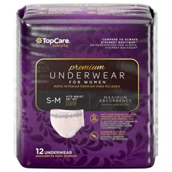 TopCare Everyday Maximum Absorbency Premium Underwear for Women S/M 12 ea