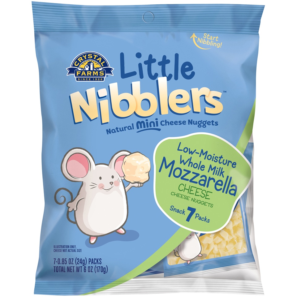 slide 1 of 4, Crystal Farms Little Nibblers Mozzarella Cheese Nuggets 7-0.85 Oz. Packs, 6 oz