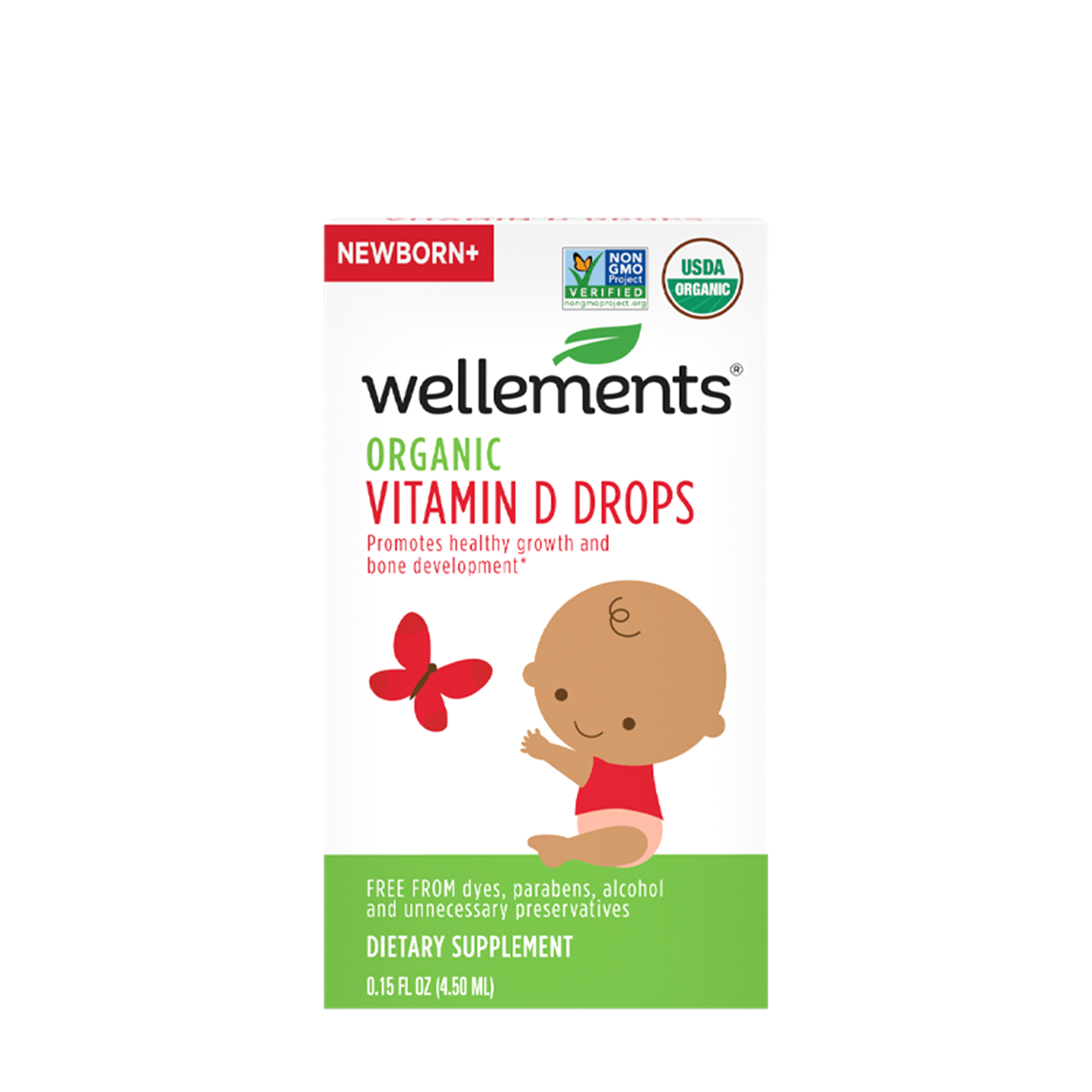 slide 1 of 1, Wellements Organic Vitamin D Drops, 0.15 fl oz