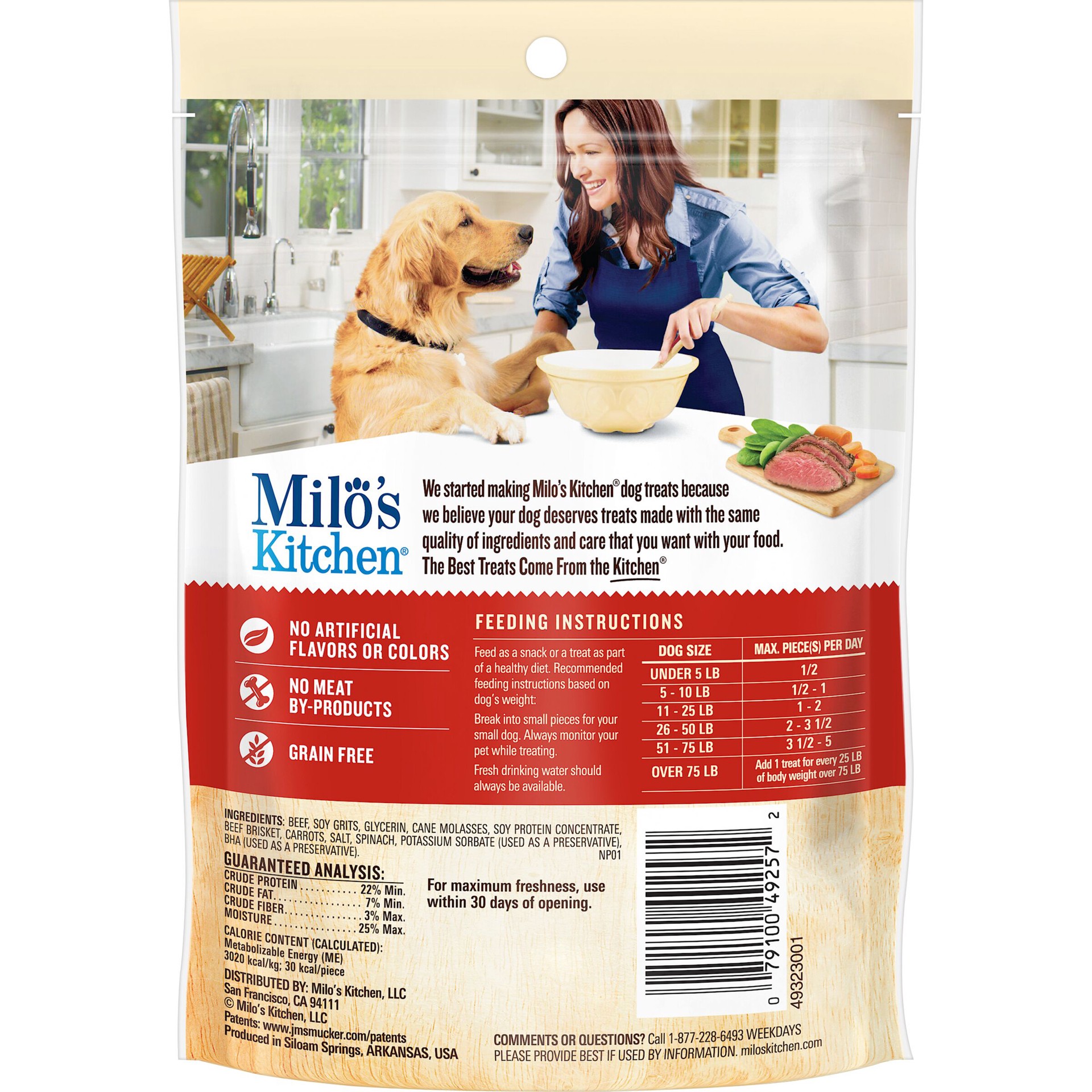 slide 2 of 4, Milo's Kitchen Homestyle Dog Treats, Beef Recipe With Real Brisket & Garden Vegetables, 3-Ounce Bag, 3 oz