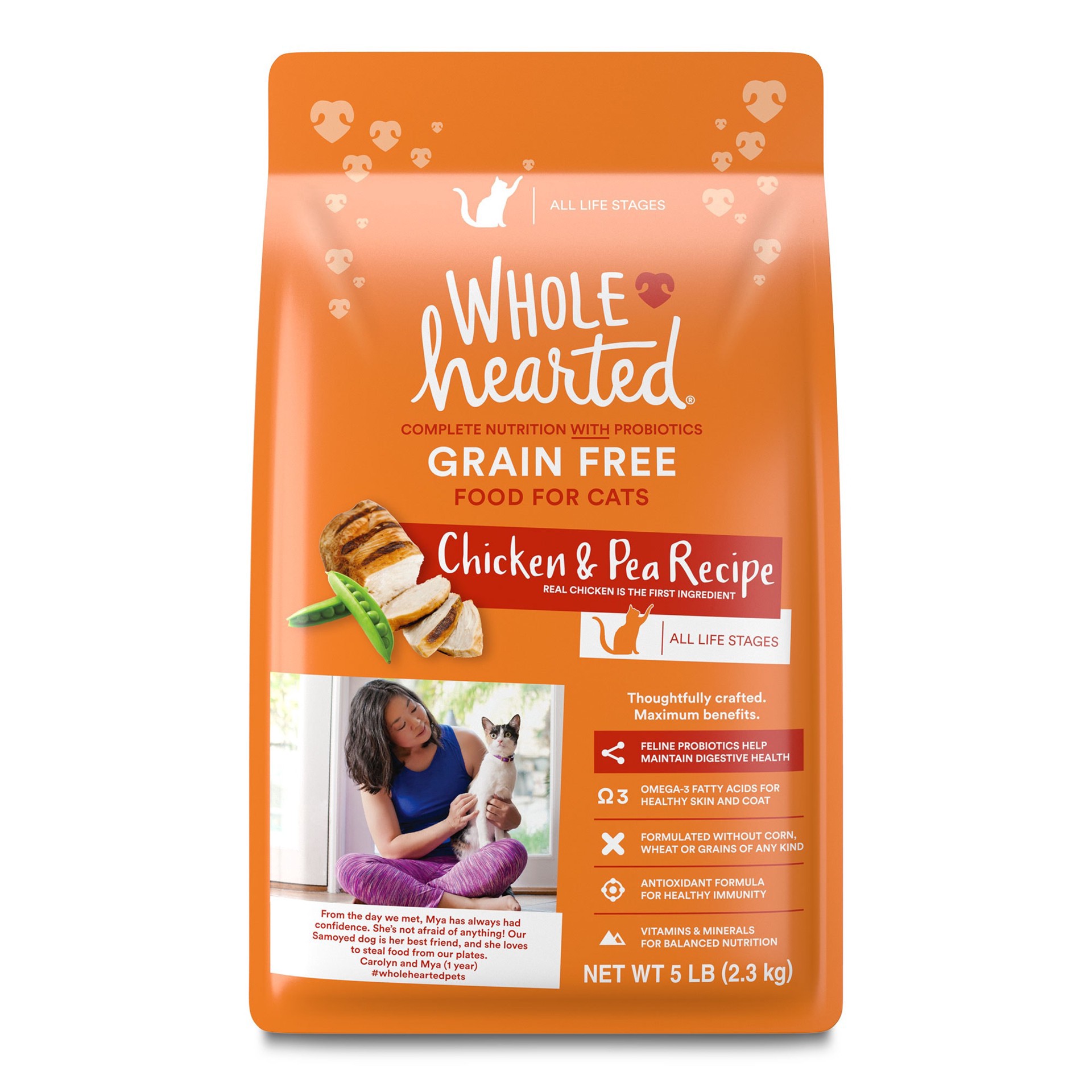 slide 1 of 1, WholeHearted Grain Free Chicken Formula Dry Cat Food, 5 lbs., 1 ct