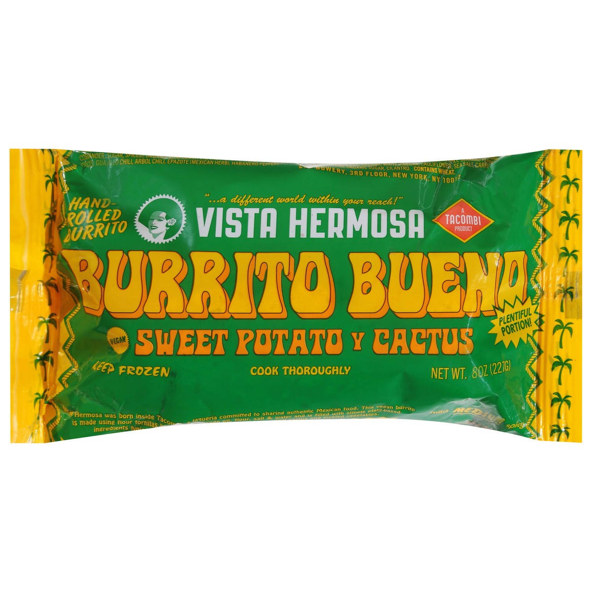 slide 13 of 14, Vista Hermosa Hand-Rolled Mild Medium Spicy Sweet Potato & Cactus Burrito Buena 8 oz,