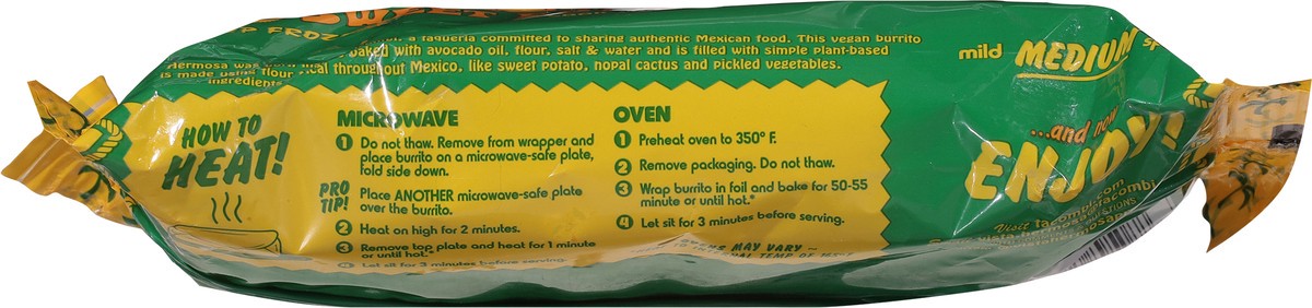slide 11 of 14, Vista Hermosa Hand-Rolled Mild Medium Spicy Sweet Potato & Cactus Burrito Buena 8 oz,
