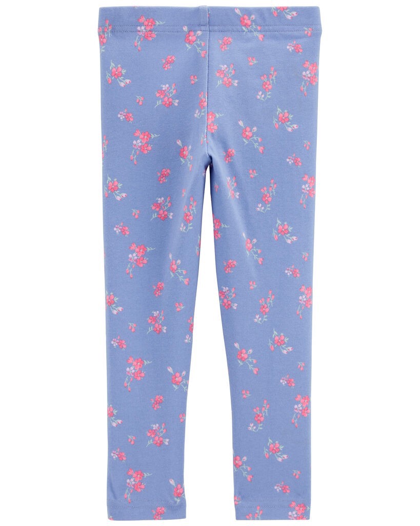 slide 2 of 3, Oshkosh Toddler Floral-Print Stretch Leggings - Blue Blue 4T, 1 ct