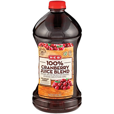 slide 1 of 1, H-E-B 100% Cranberry Juice Blend - 96 oz, 96 oz