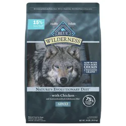 Blue Buffalo Wilderness Natural High-Protein Dry Food for Adult Dogs, Chicken Recipe, 24-lb Bag