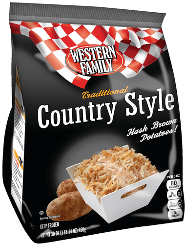 slide 1 of 1, Western Family Country Style Hash Brown, 28 oz