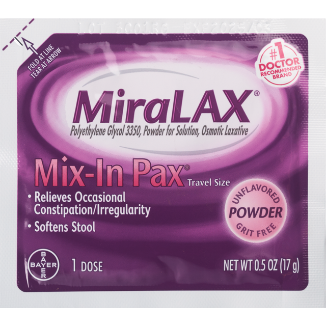 slide 1 of 1, Miralax Mix-In Pax Powder Packets, 24 ct