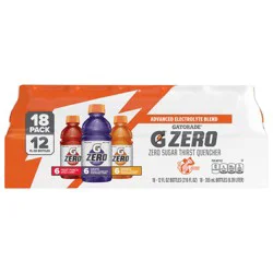 Gatorade Zero Sugar Variety Fruit Punch Grape Orange Thirst Quencher 18 Pack
