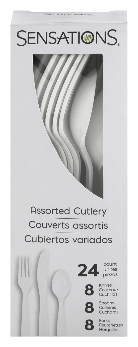 slide 1 of 1, Sensations Assorted Cutlery, White, 24 ct