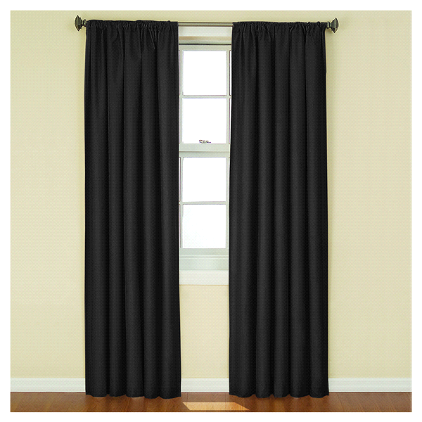 slide 1 of 1, Eclipse Kendall Blackout Window Curtain Panel - 84" - Black, 84 in