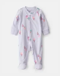 Carter's Baby Girl Ice Cream 2-Way Zip Sleep & Play Pajama - Purple 3M