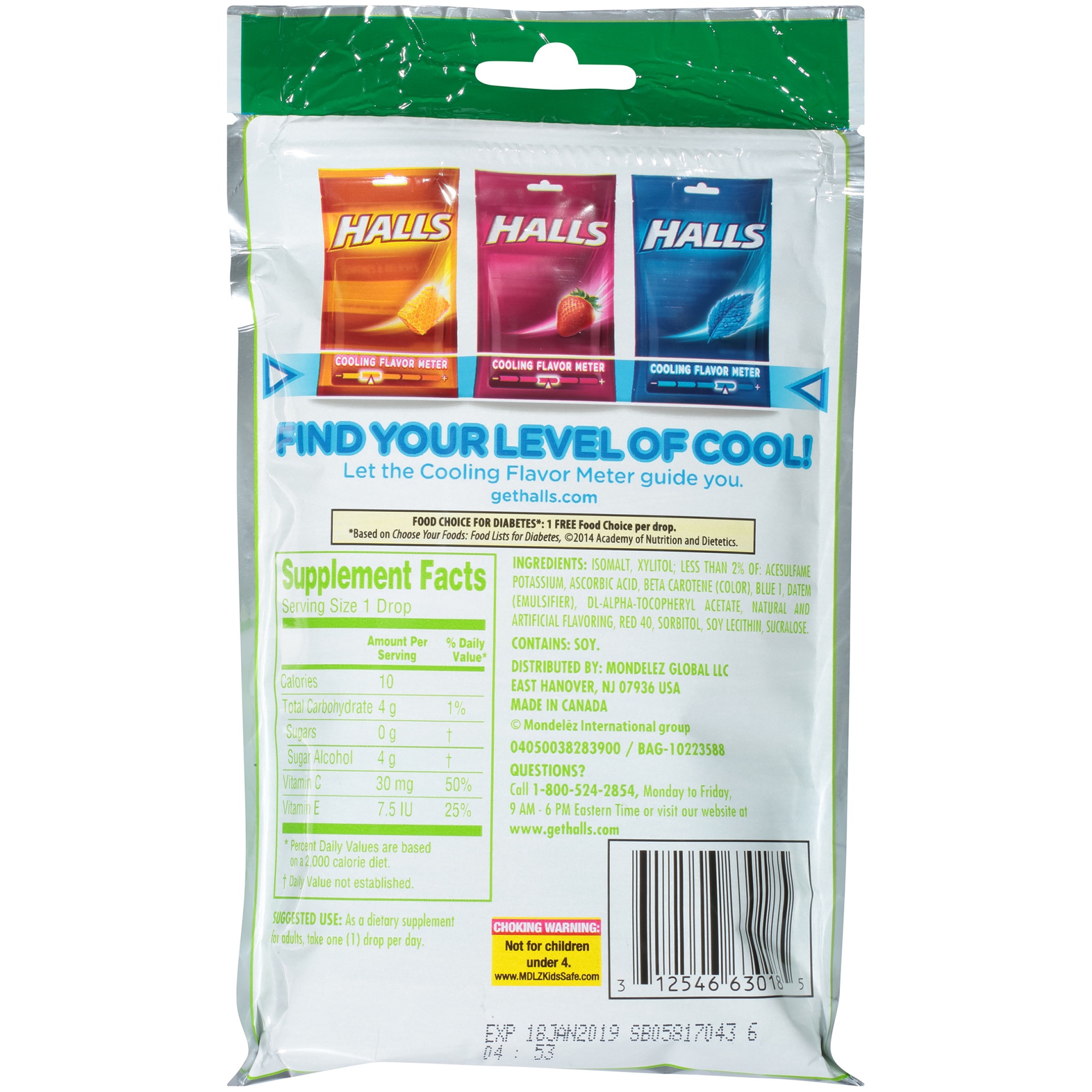 slide 4 of 6, Halls Dietary Supplement Drops, Sugar Free, Pomegranate Berry, 17 ct